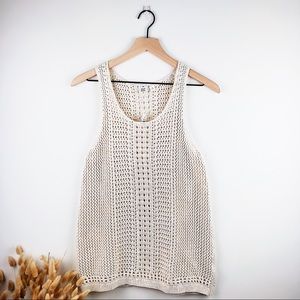 GAP Cream Open Stitch Crochet Tank